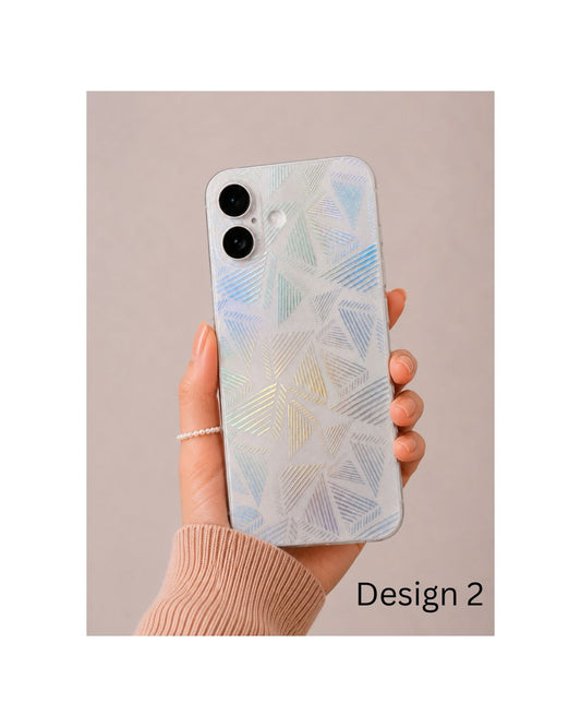 Holografische iPhone-Folie mit geometrischem Dreiecks-Muster im Kristall-Look