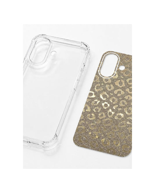 Transparente iPhone Hülle und Designfolie gold nebeneinander – Set-Ansicht Felima Design