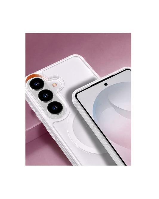 MagSafe Transparente Hülle für Samsung Galaxy S23 S24 S25 – Vorder- und Rückansicht mit sichtbarem Magnetring, kompatibel mit kabellosem Laden