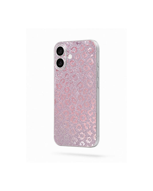 Rosa Leopard Handyfolie für die Rückseite selbstklebend mit Glitzer Effekt und schimmernder Oberfläche für iPhone Felima Design