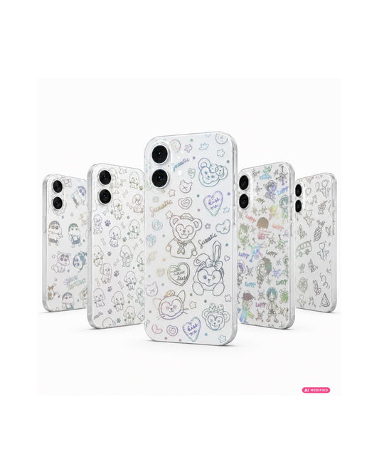 Holografische Handyfolie für iPhone | Hunde, Herzen & Kritzeleien | 5 Designs