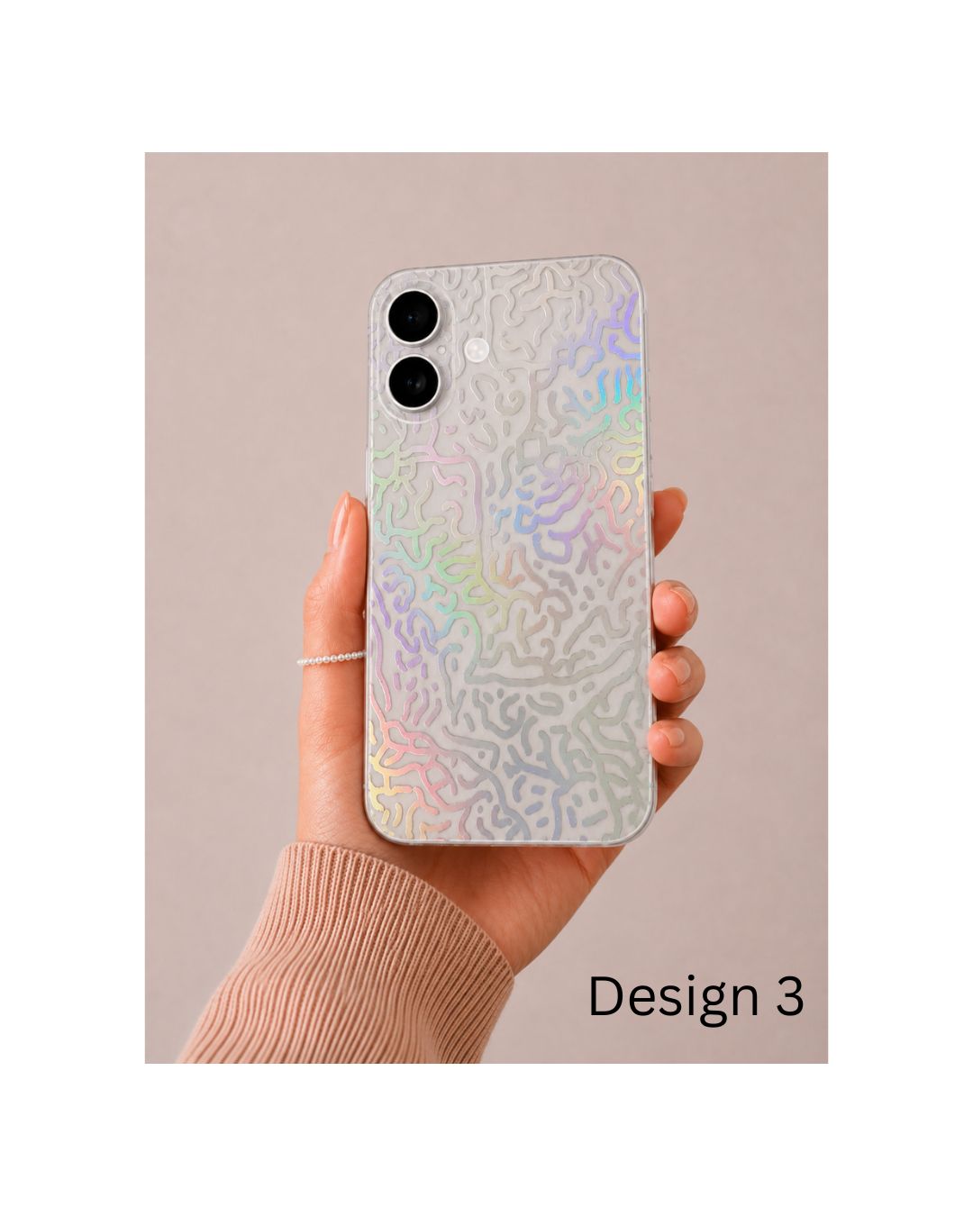 Holografische iPhone-Folie mit organischen Kurven und fließenden Linien in Schimmeroptik