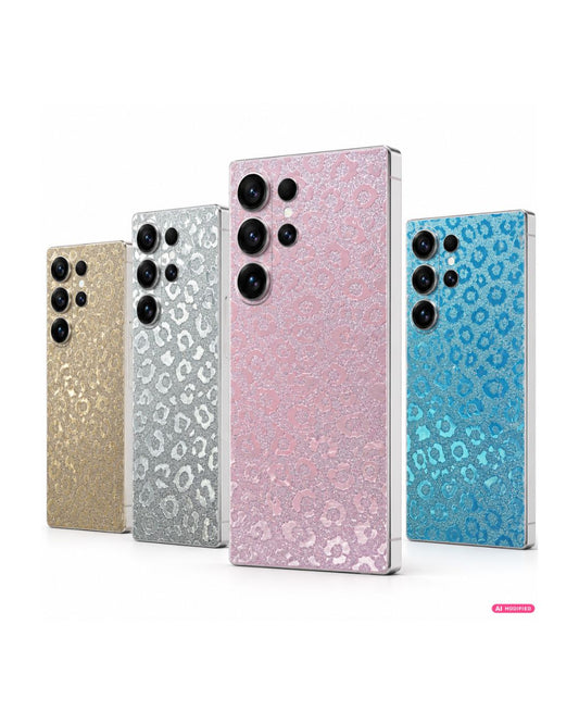 Leo Handyfolien für die Samsung Rückseite in Rosa, Gold, Silber und Blau mit Glitzer