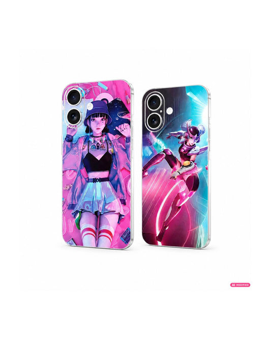 Handyfolie Rückseite für iPhone – Neon Girl Motive | 2 Designs