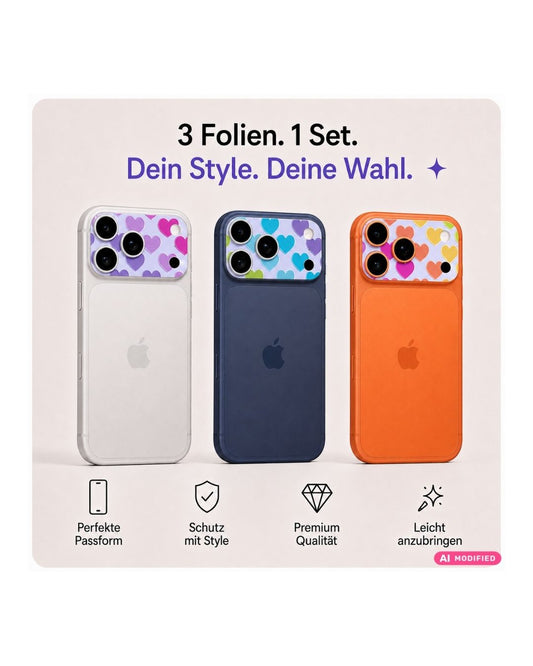 Kamera-Schutzfolie Herzen 3er-Set