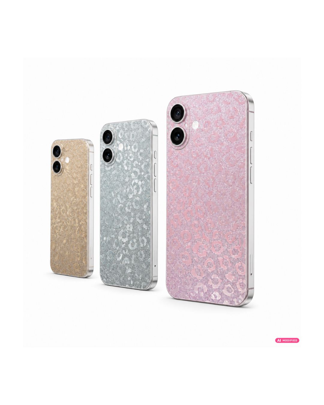 Leo Handyfolien für die iPhone Rückseite in Rosa, Silber und Gold mit Glitzer