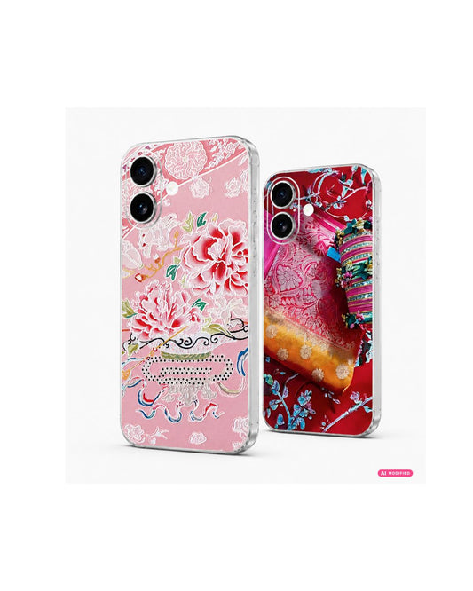 Handyfolie Rückseite für iPhone – Rote Ornamente & Blüten | 2 Designs